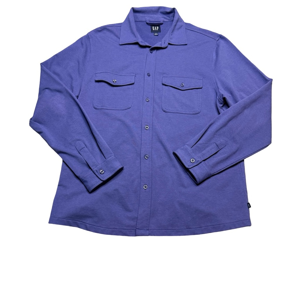 💙 GAP Heavy Knit Overshirt Shacket Jacket Blue Size Large 💙‎
